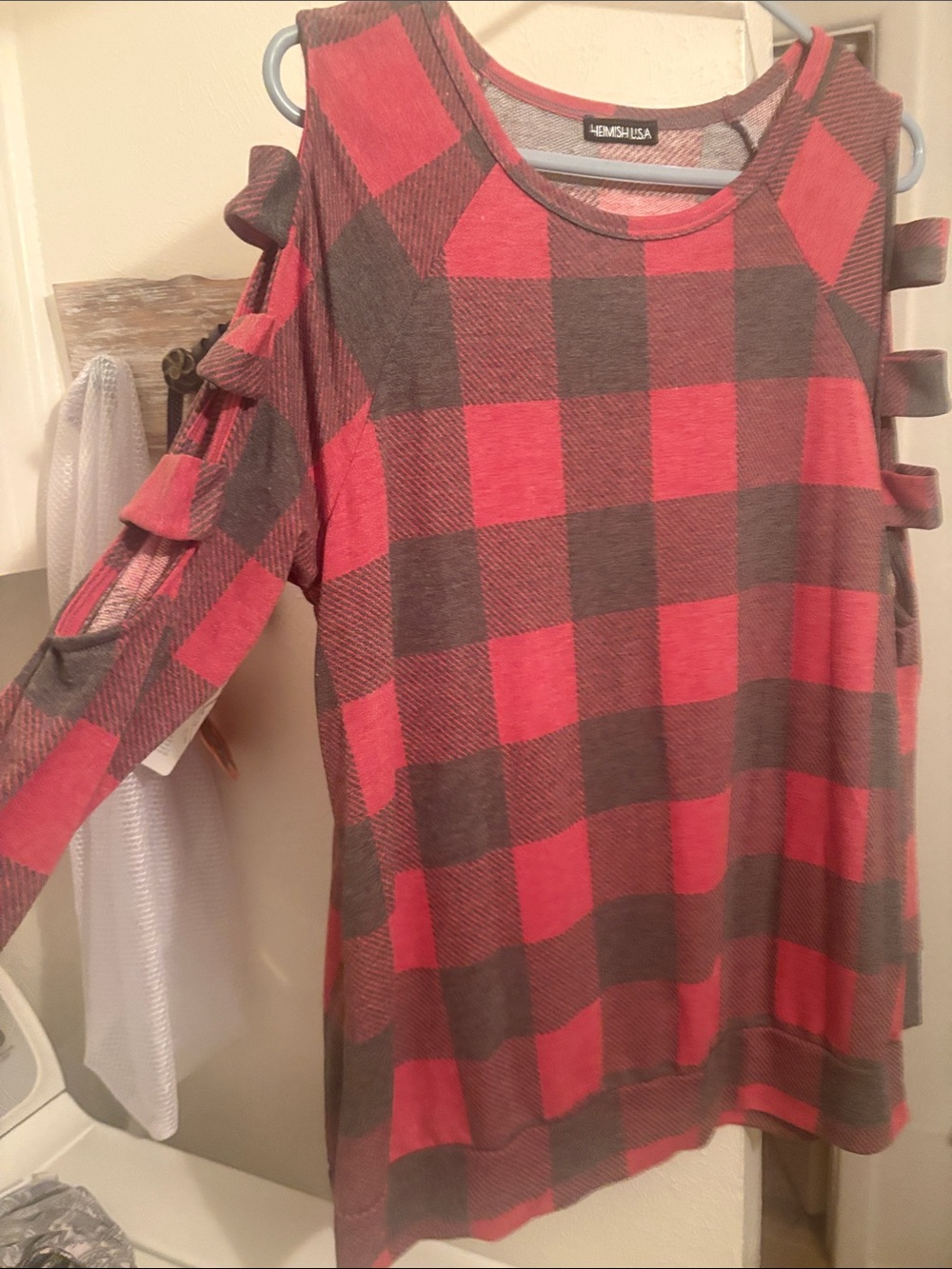 HEIMISH USA Red & Gray Buffalo Plaid Crewneck Top